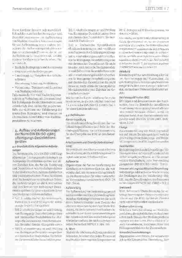 Vorschauseite 3: Leitlinie von DGKH, DGSV und AKI für die Validierung und Routineüberwachung maschineller Reinigungsund thermischer Desinfektionsprozesse für Medizinprodukte