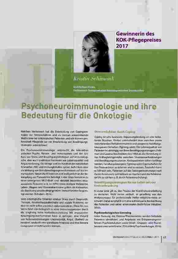 Vorschauseite 1: Psychoneuroimmunologie und ihre Bedeutung für die Onkologie