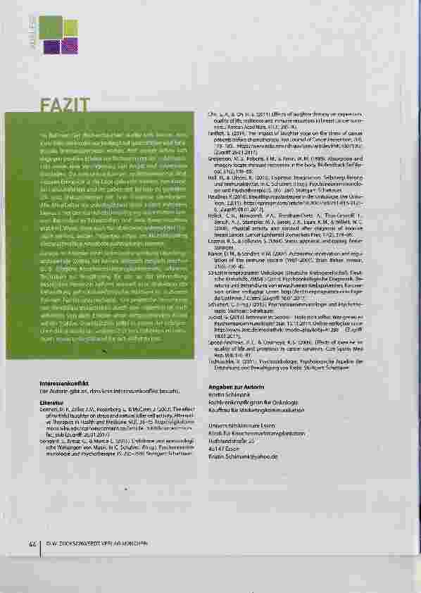 Vorschauseite 4: Psychoneuroimmunologie und ihre Bedeutung für die Onkologie