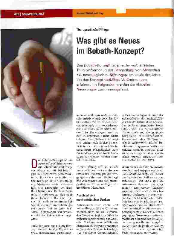 Vorschauseite 1: Therapeutische Pflege - Was gibt es Neues im Bobath-Konzept?