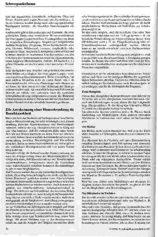 Vorschauseite 3: Berufsdermatosen Zum Problem der beruflich bedingten Hautkrankheit