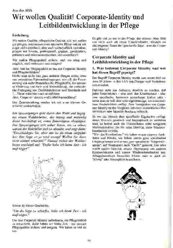 Vorschauseite 1: Wir wollen Qualität! Corporate-Identity und Leitbildentwicklung in der Pflege