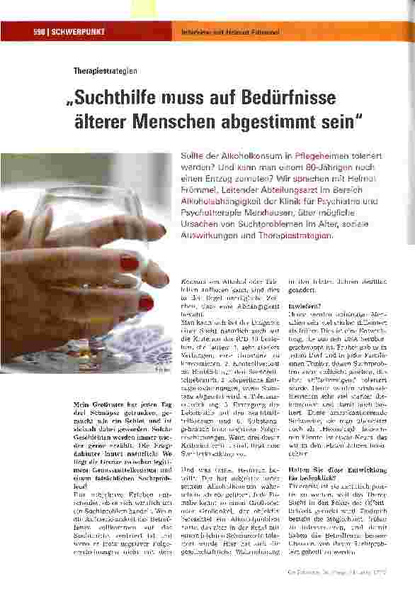 Vorschauseite 1: Suchthilfe muss auf Bedürfnisse älterer Menschen abgestimmt sein