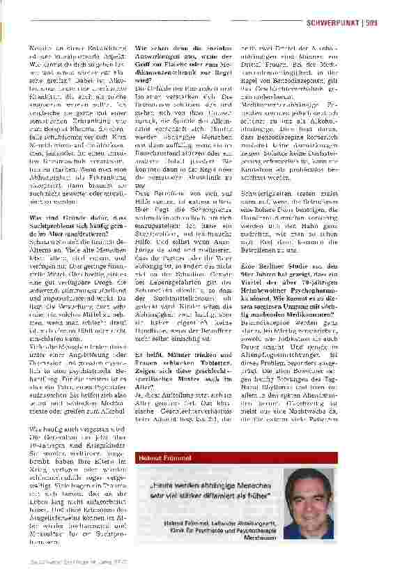 Vorschauseite 2: Suchthilfe muss auf Bedürfnisse älterer Menschen abgestimmt sein