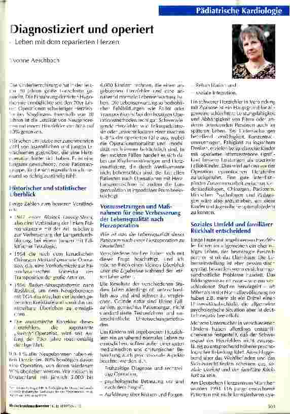 Vorschauseite 1: Diagnostiziert und operiert Leben mit dem reparierten Herzen