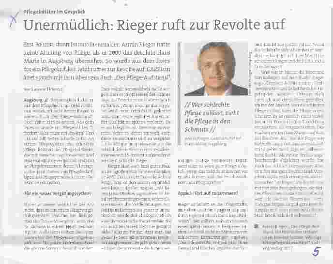 Vorschauseite 1: Unermüdlich: Rieger ruft zur Revolte auf