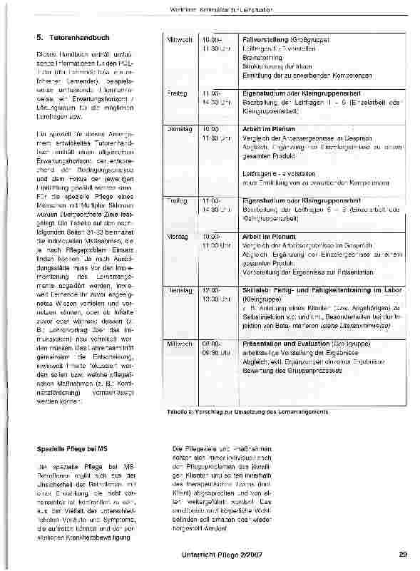 Vorschauseite 3: Kommentar zur problemorientierten Lernsituation „Erleben eines Menschen mit Multipler Sklerose