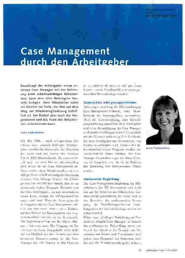 Vorschauseite 1: Case Management durch den Arbeitgeber