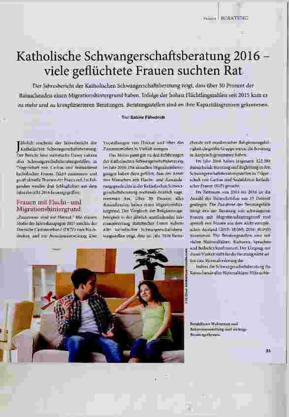 Vorschauseite 1: Katholische Schwangerschaftsberatung 2016 viele geflüchtete Frauen suchten Rat