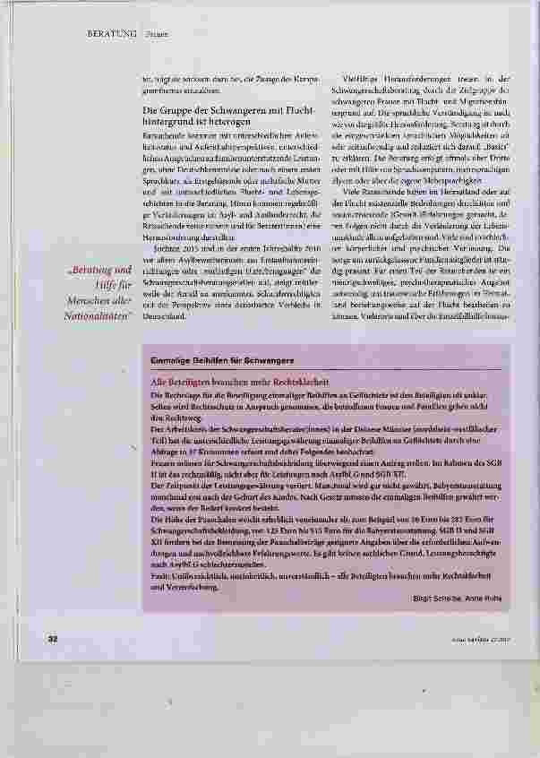 Vorschauseite 2: Katholische Schwangerschaftsberatung 2016 viele geflüchtete Frauen suchten Rat