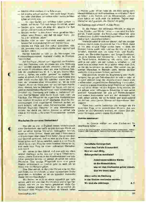 Vorschauseite 3: Sterben - Sterbehilfe - Sterbeklinik