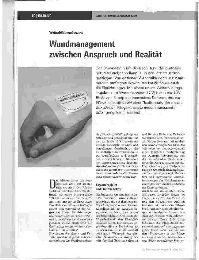 Vorschauseite 1: Wundmanagement zwischen Anspruch und Realität