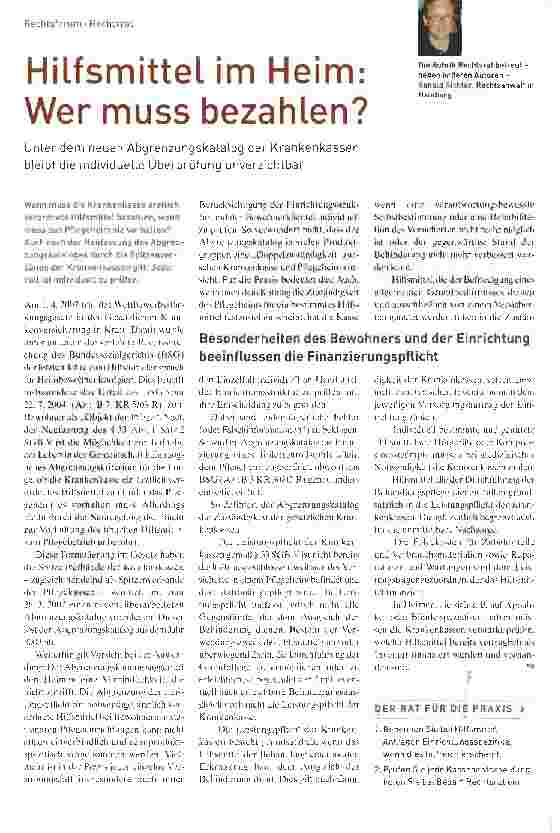Vorschauseite 1: Hilfsmittel im Heim: Wer muss bezahlen?