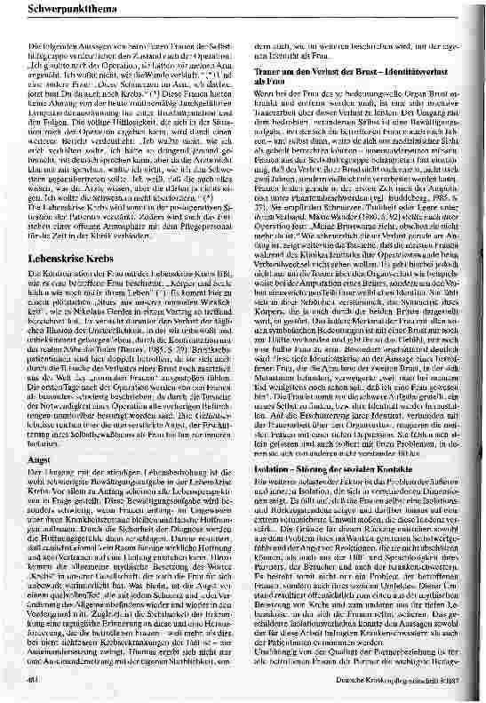 Vorschauseite 3: Probleme des pflegerischen Umgangs mit Brustkrebspatientinnen