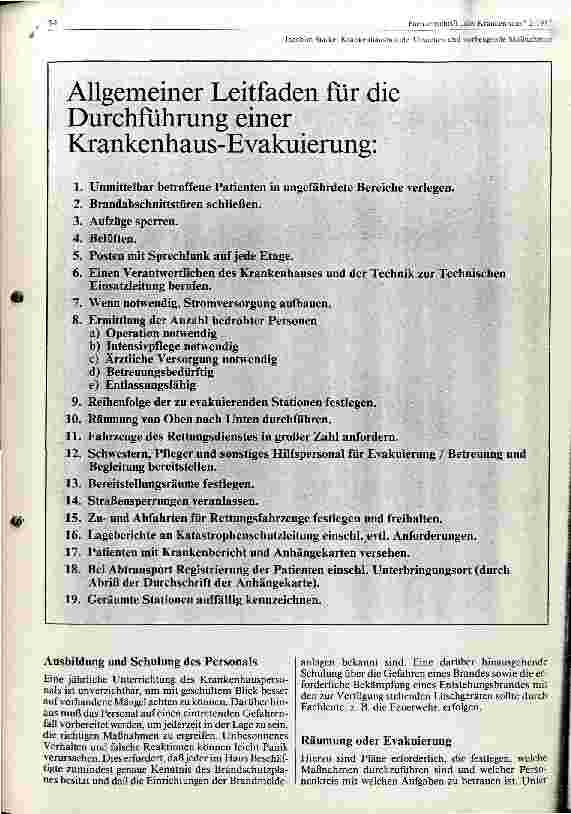 Vorschauseite 2: Krankenhausbrände : Ursachen und vorbeugende Maßnahmen