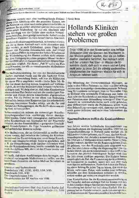 Vorschauseite 3: Krankenhausbrände : Ursachen und vorbeugende Maßnahmen