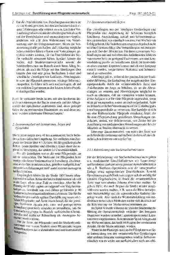 Vorschauseite 3: Durchführung einer Pflegeinterventionsstudie in interdisziplinärer Zusammenarbeit: Herausforderungen und Problemlösungsstragegien