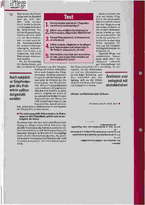 Vorschauseite 4: Rechtsprobleme in der Pflege Teil 3: Die Pflegedokumentation