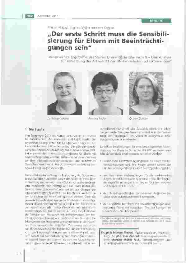Vorschauseite 1: Der erste Schritt muss die Sensibilisierung für Eltern mit Beeinträchtigungen sein
