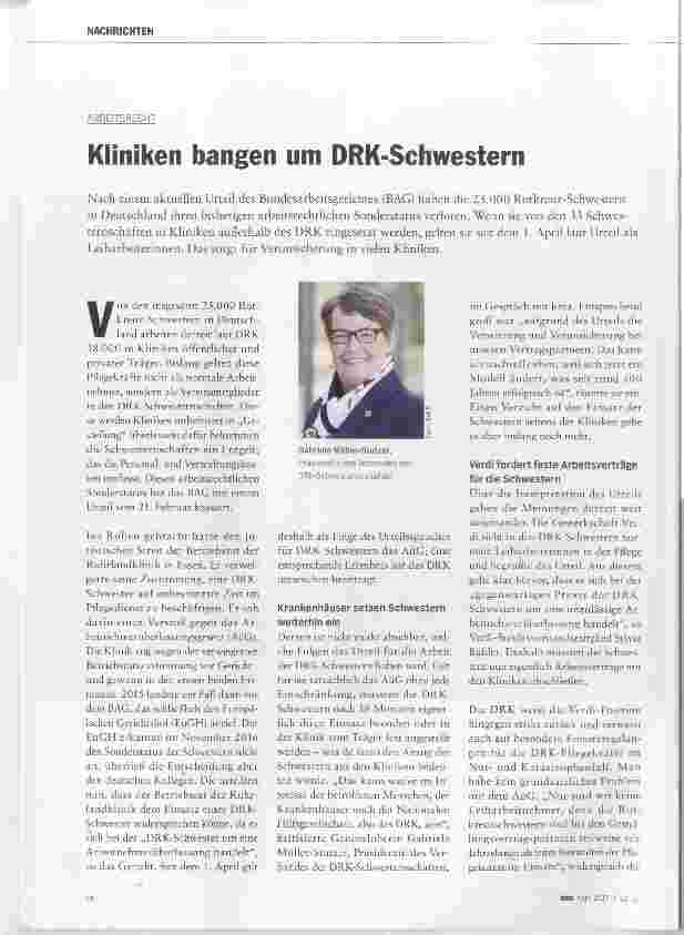 Vorschauseite 1: Kliniken bangen um DRK-Schwestern