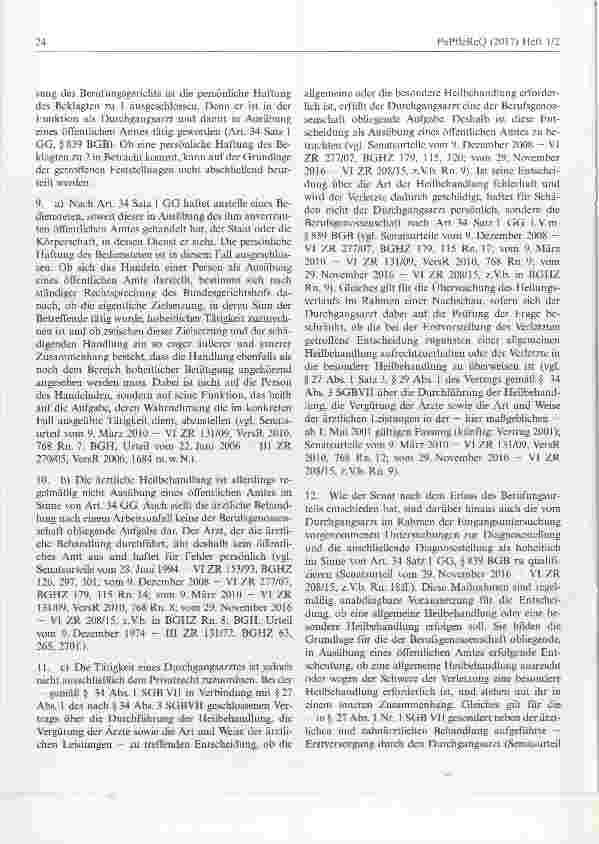 Vorschauseite 3: Die ärztliche Heilbehandlung ist regelmäßig nicht Ausübung eines öffentlichen Amtes