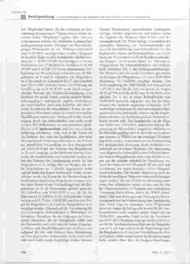 Vorschauseite 3: Zur Kostenerstattung für in einer Werkstatt für behinderte Menschen verabreichte Insulininjektionen