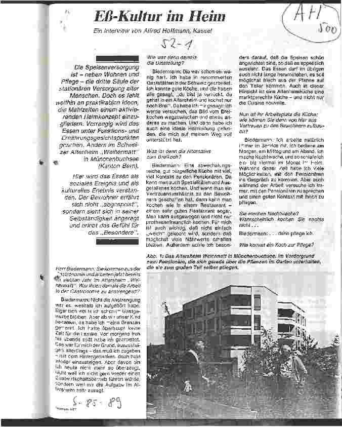 Vorschauseite 1: Eß-Kultur im Heim