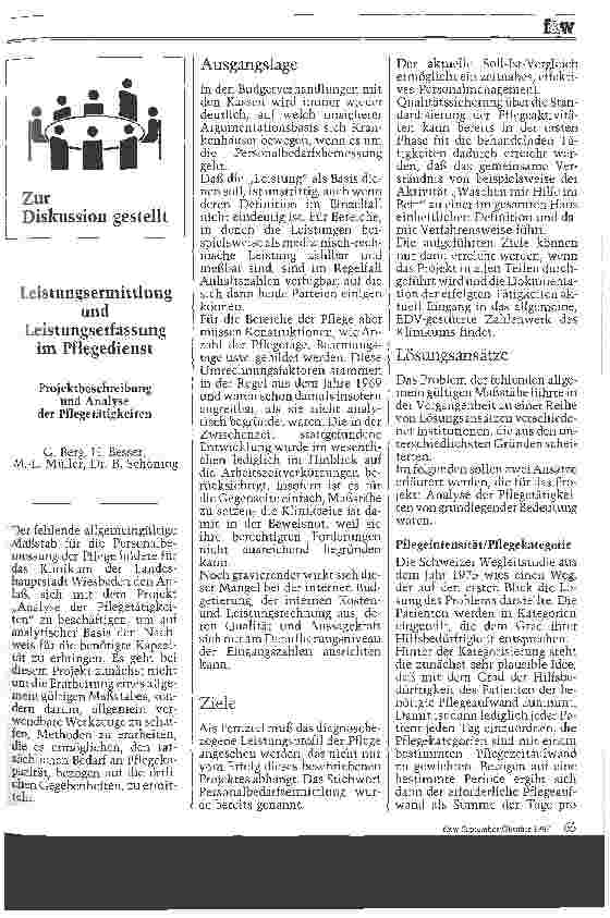 Vorschauseite 1: Leistungsermittlung und Leistungserfassung im Pflegedienst Projektbeschreibung und Analyse der Pflegetätigkeiten