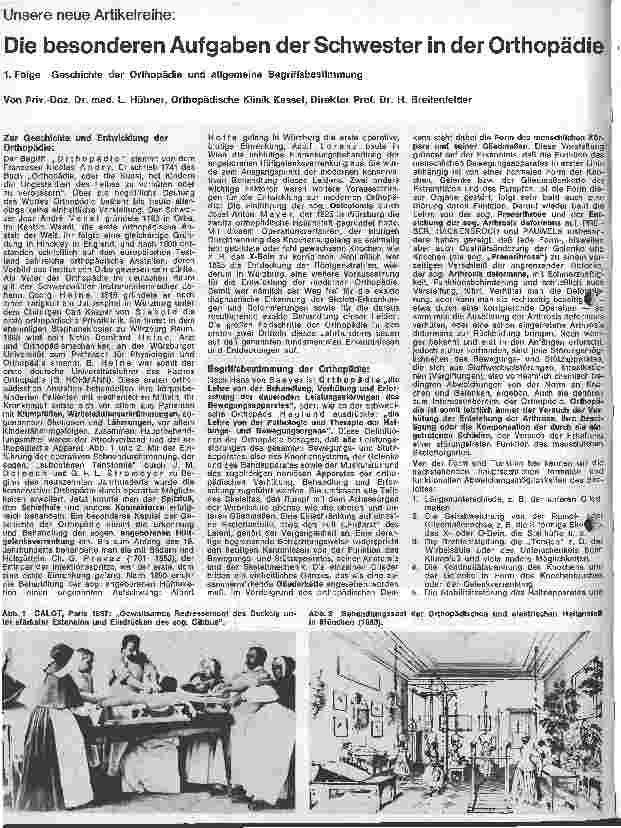 Vorschauseite 1: Die besonderen Aufgaben der Schwester in der Orthopädie 1. Folge: Geschichte der Orthopädie und allgemeine Begriffsbestimmungen