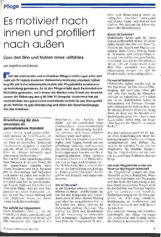 Vorschauseite 1: Es motiviert nach innen und profiliert nach außen Über den Sinn und Nutzen eines Leitbildes