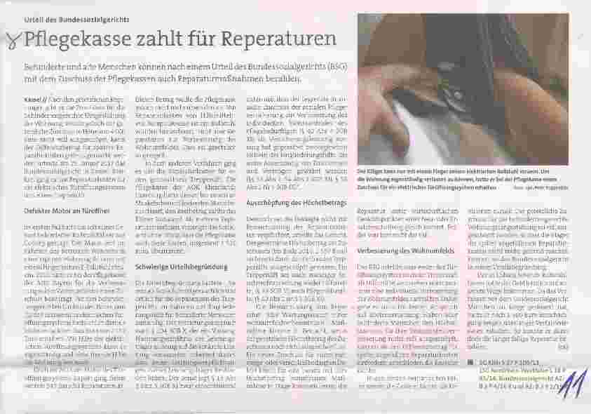 Vorschauseite 1: Pflegekasse zahlt für Reperaturen