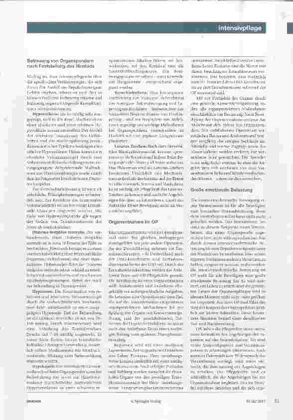 Vorschauseite 2: Organspende eine Herausforderung für die Pflege