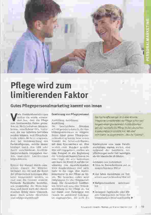 Vorschauseite 1: Pflege wird zum limitierenden Faktor