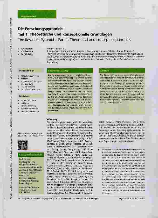 Vorschauseite 1: Die Forschungspyramide Teil 1: Theoretische und konzeptionelle Grundlagen