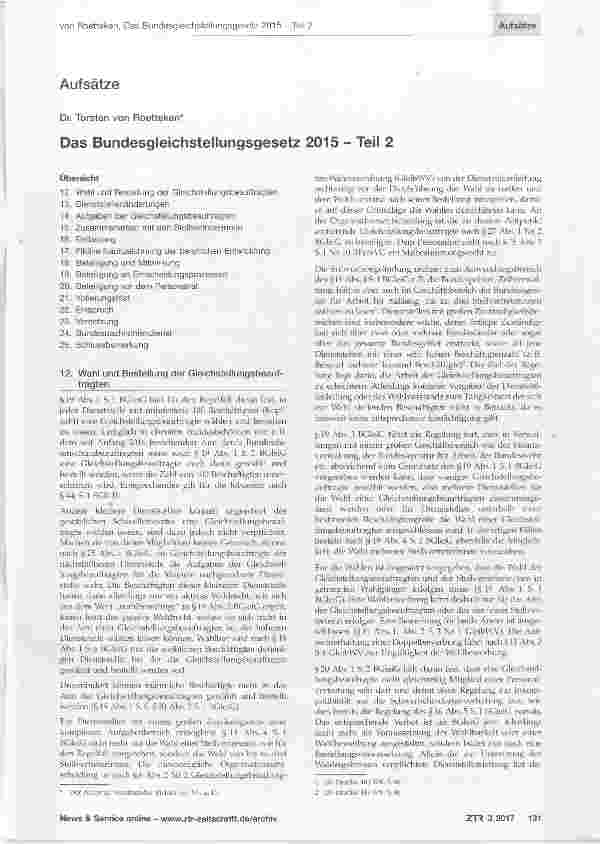Vorschauseite 1: Das Bundesgleichstellungsgesetz 2015 - Teil 2