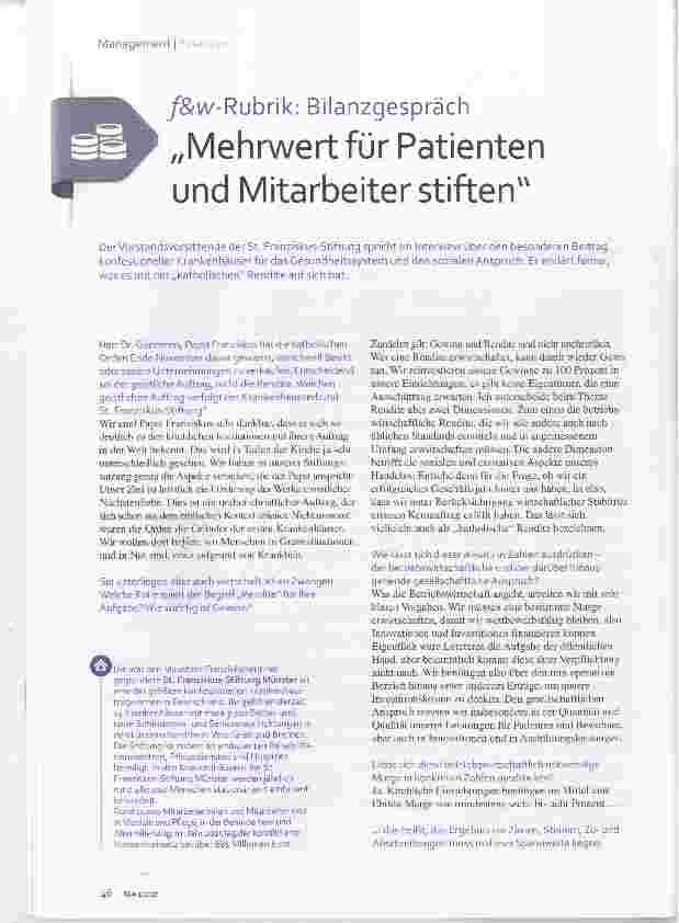 Vorschauseite 1: Mehrwert für Patienten und Mitarbeiter stiften