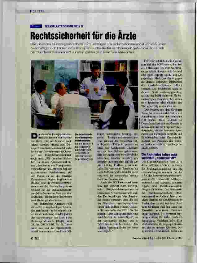 Vorschauseite 1: Rechtssicherheit für die Ärzte