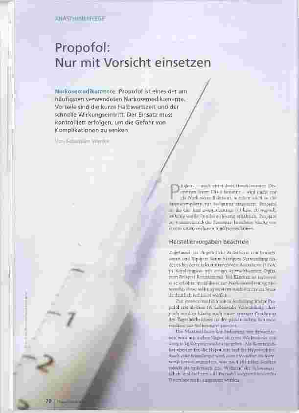 Vorschauseite 1: Propofol: Nur mit Vorsicht einsetzen