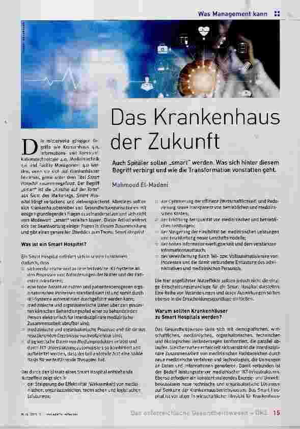 Vorschauseite 1: Das Krankenhaus der Zukunft