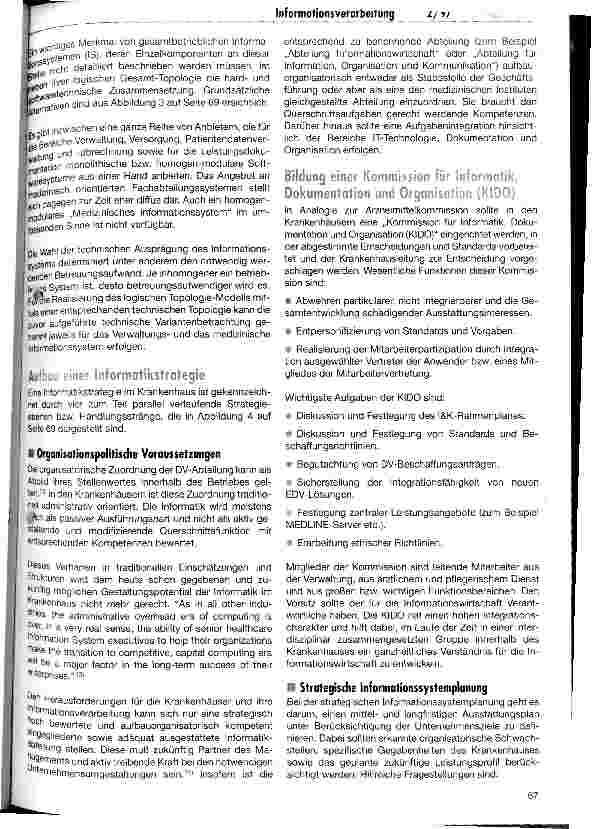 Vorschauseite 3: Informationsverarbeitung im Krankenhaus Strategische Relevanz der Informationstechnologie