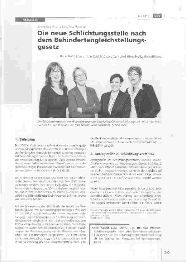 Vorschauseite 1: Die neue Schlichtungsstelle nach dem Behindertengleichstellungsgesetz