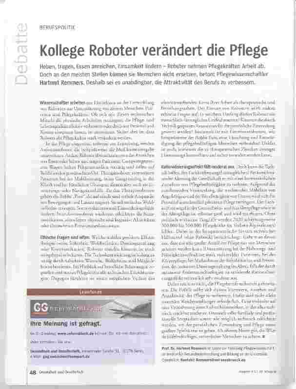 Vorschauseite 1: Kollege Roboter verändert die Pflege