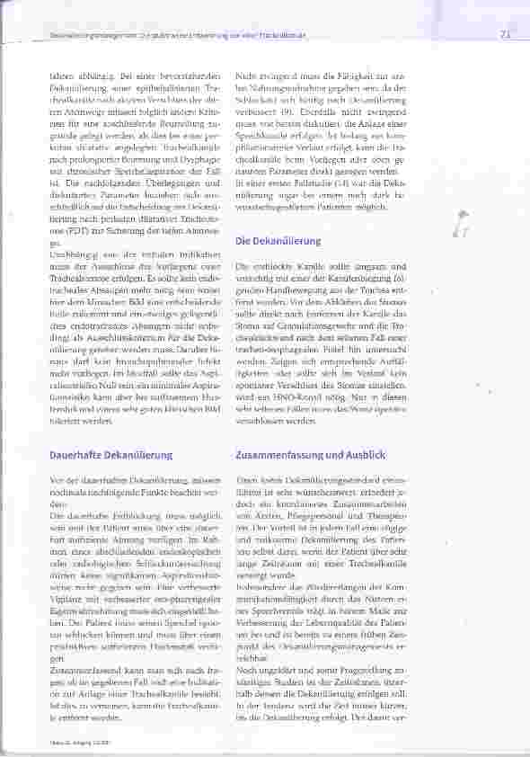 Vorschauseite 4: Dekanülierungsmanagement: Die stufenweise Entwöhnung von einer Trachealkanüle