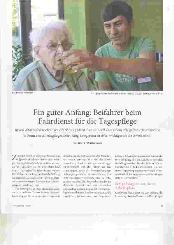 Vorschauseite 1: Ein guter Anfang: Beifahrer beim Fahrdienst für die Tagespflege