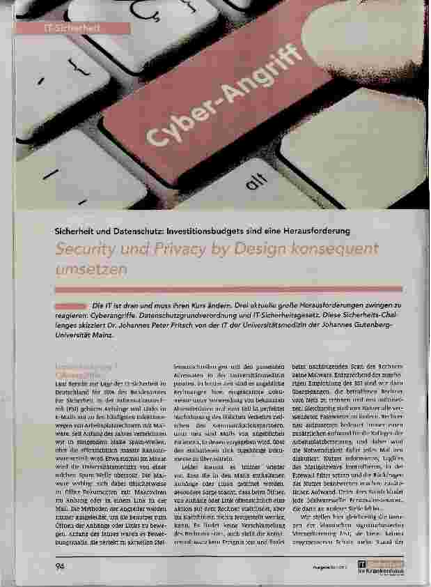 Vorschauseite 1: Security und Privacy by Design konsequent Umsetzen