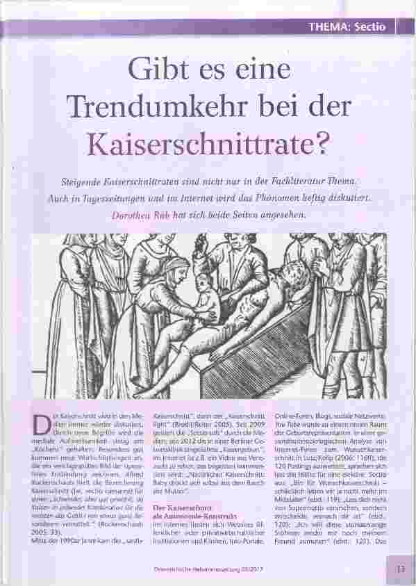 Vorschauseite 1: Gibt es eine Trendumkehr bei der Kaiserschnittrate ?