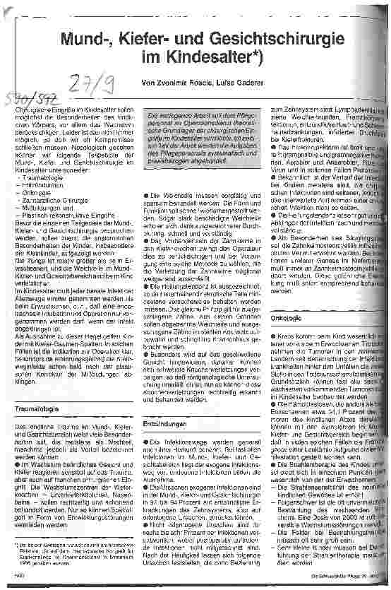 Vorschauseite 1: Mund-, Kieferund Gesichtschirurgie im Kindesalter