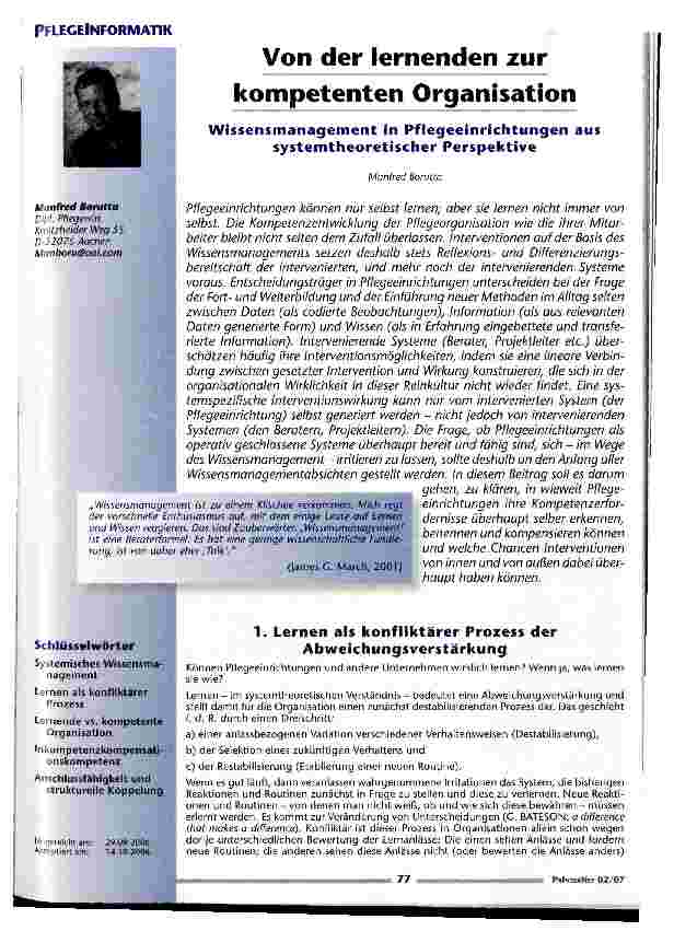 Vorschauseite 1: Von der lernenden zur kompetenten Organisation