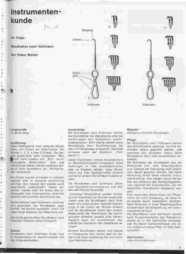 Vorschauseite 1: Instrumentenkunde 49. Folge: Wundhaken nach Volkmann