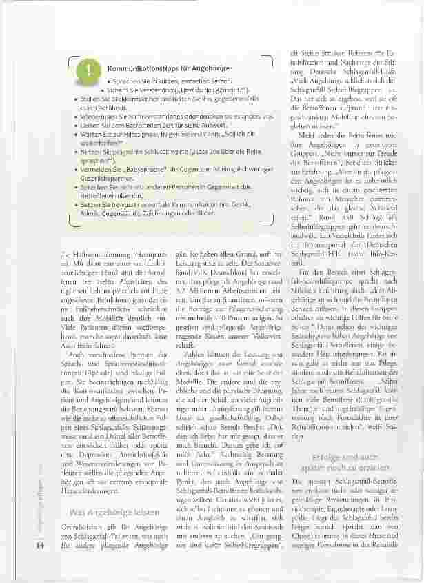 Vorschauseite 3: Herausforderung Schlaganfall Angehörige als Co-Therapeuten